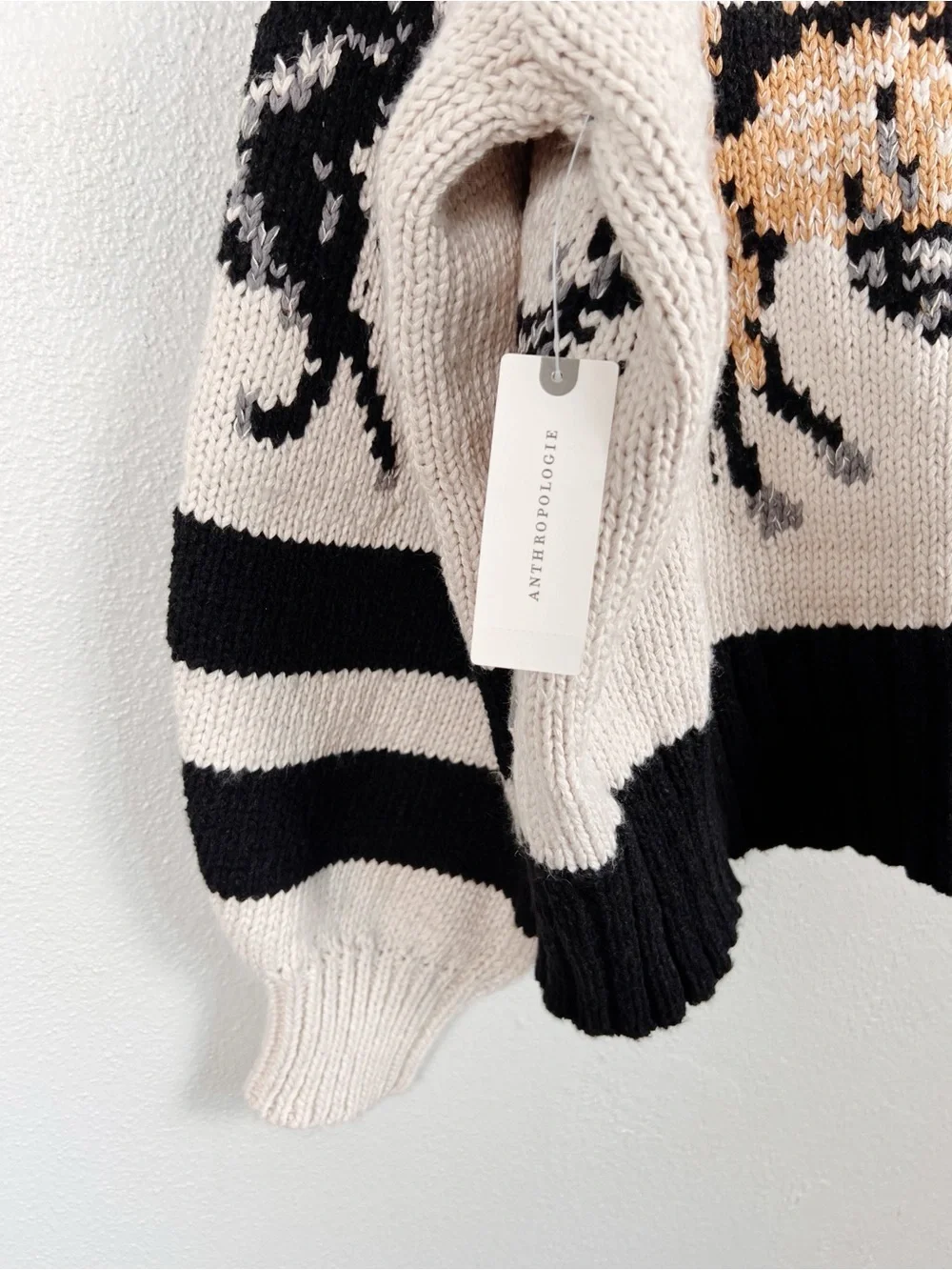 NWT Anthropologie Pilcro Horse Graphic Chunky Knit Cardigan Sweater Size Medium